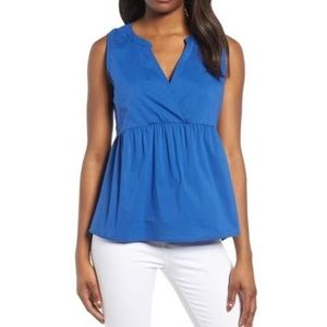 Bobeau | Blue ‘Kierra’ Sleeveless Peplum Top NWT